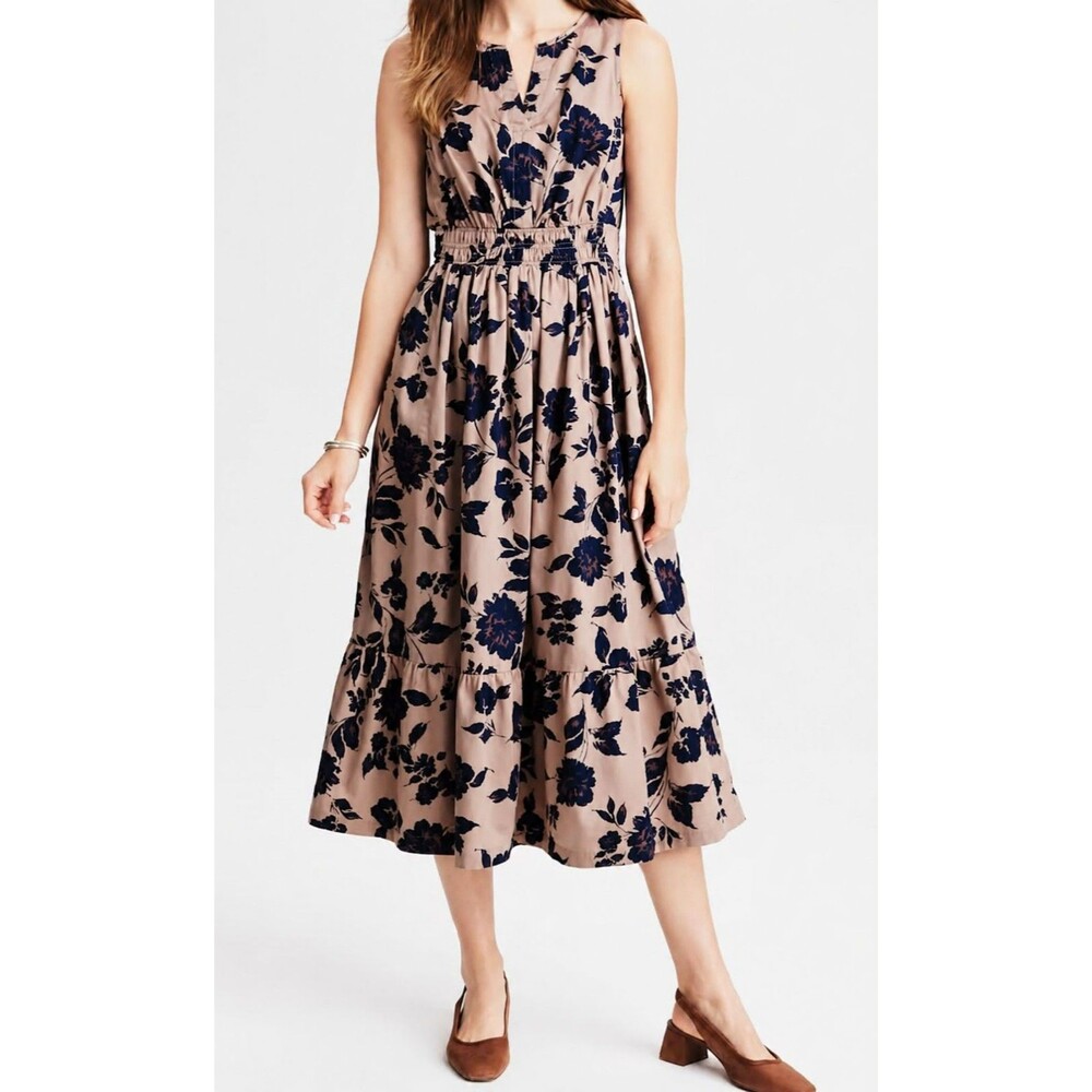 NEW J.Jill MP Medium Petite Carefree Midi Dress Boho Cottagecore Garden Modern
